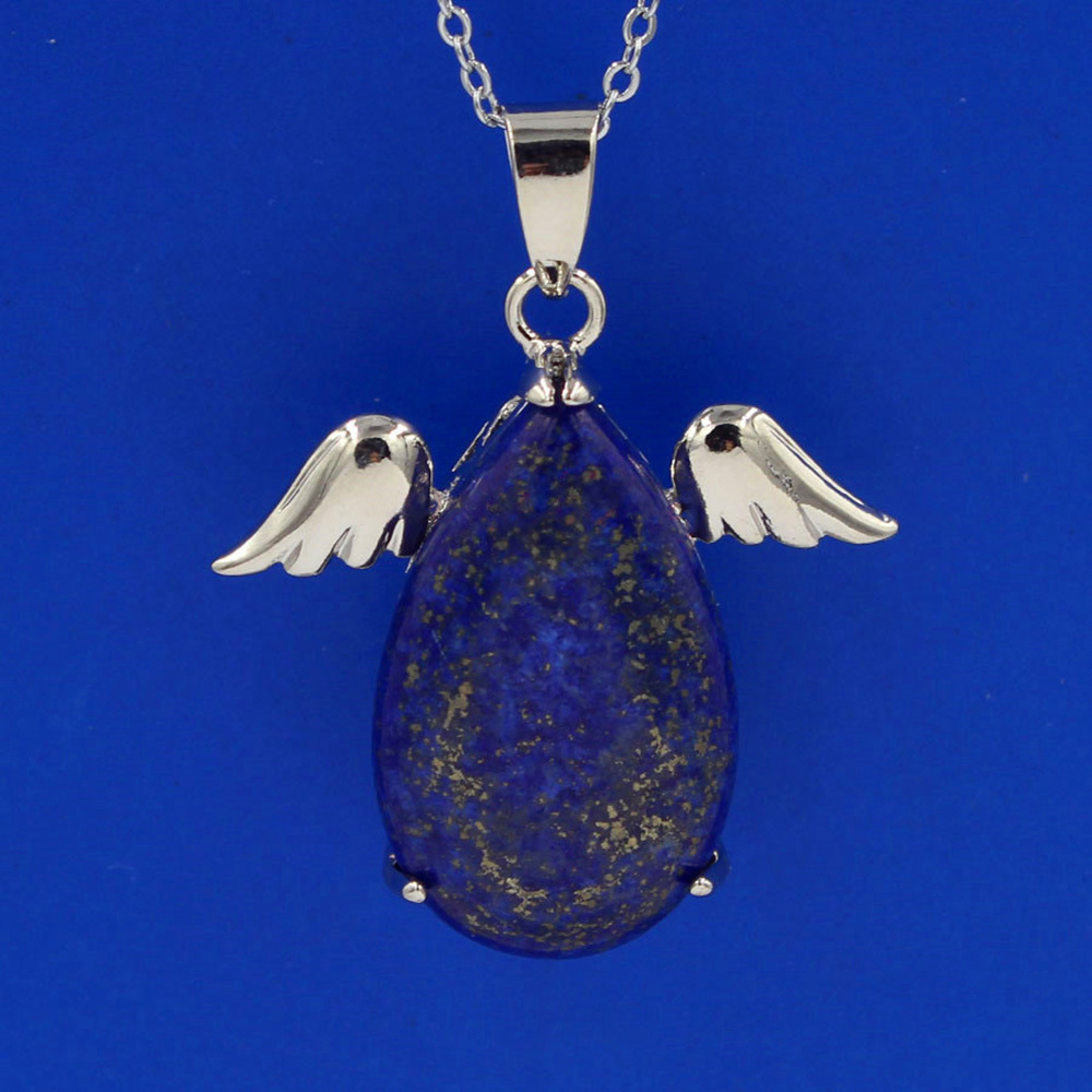 Angel Drop Healing Crystal Stone Pendant Necklace Aeiki Spiritual Energy Gem Quartz Jewelry Gift for Women and Girls