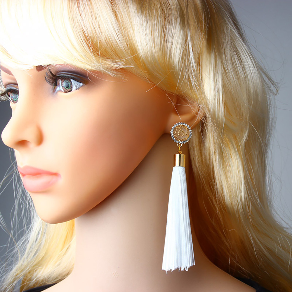 Temperamental tassel earrings with long hanging tassel for women fashion earrings with jewelry for Valentine's Day birthday party gifts