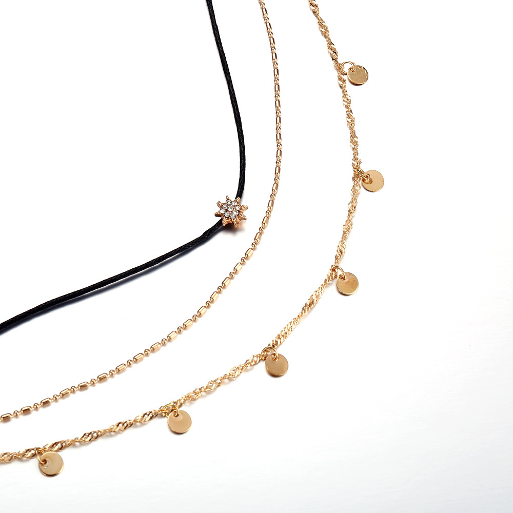 Simple Star Necklace Pendant Necklace Multilayer Chain Clavicle Necklace for Women's Jewelry
