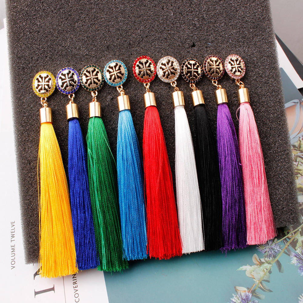Temperamental tassel earrings with long hanging tassel for women fashion earrings with jewelry for Valentine's Day birthday party gifts