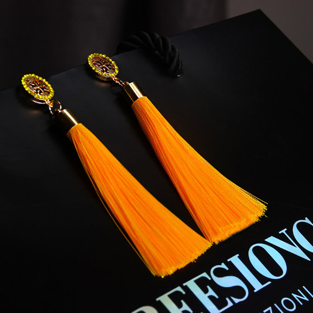 Temperamental tassel earrings with long hanging tassel for women fashion earrings with jewelry for Valentine's Day birthday party gifts