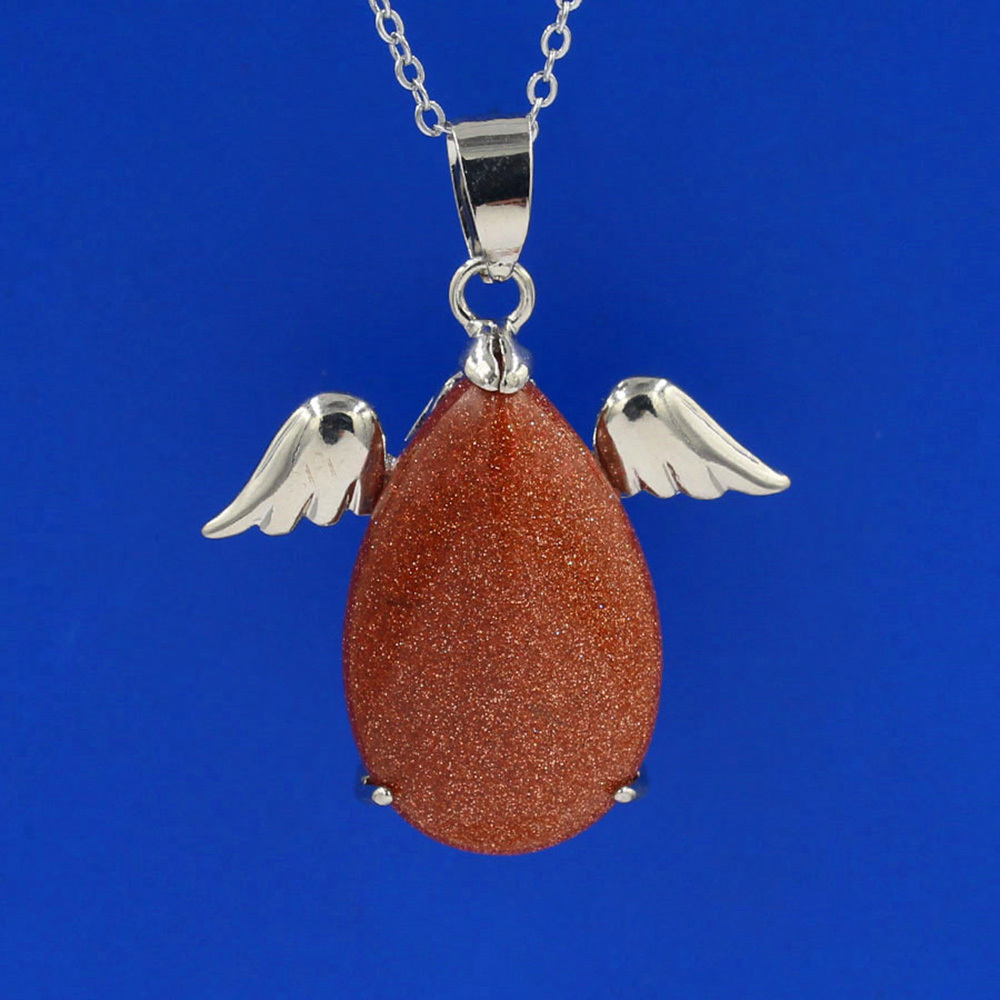 Angel Drop Healing Crystal Stone Pendant Necklace Aeiki Spiritual Energy Gem Quartz Jewelry Gift for Women and Girls