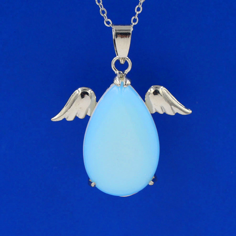 Angel Drop Healing Crystal Stone Pendant Necklace Aeiki Spiritual Energy Gem Quartz Jewelry Gift for Women and Girls