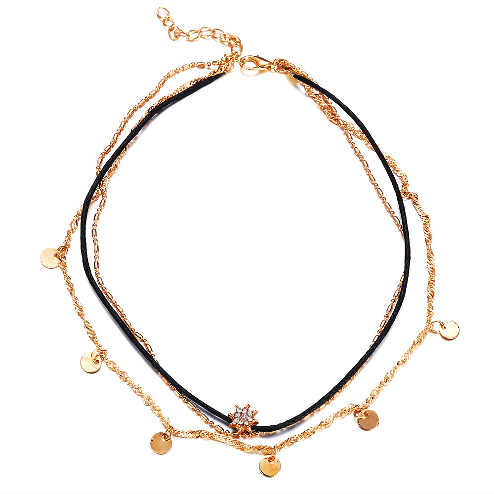 Simple Star Necklace Pendant Necklace Multilayer Chain Clavicle Necklace for Women's Jewelry