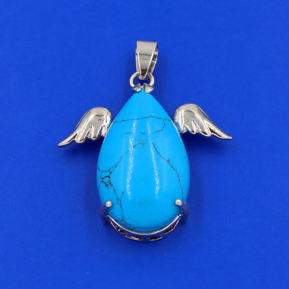 Angel Drop Healing Crystal Stone Pendant Necklace Aeiki Spiritual Energy Gem Quartz Jewelry Gift for Women and Girls