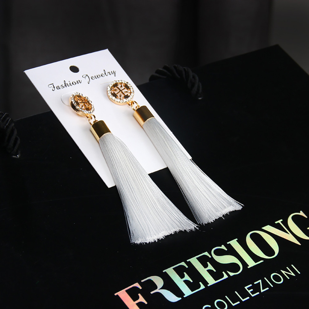 Temperamental tassel earrings with long hanging tassel for women fashion earrings with jewelry for Valentine's Day birthday party gifts