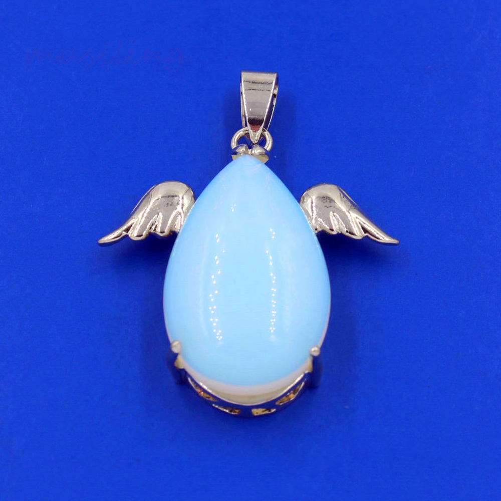 Angel Drop Healing Crystal Stone Pendant Necklace Aeiki Spiritual Energy Gem Quartz Jewelry Gift for Women and Girls