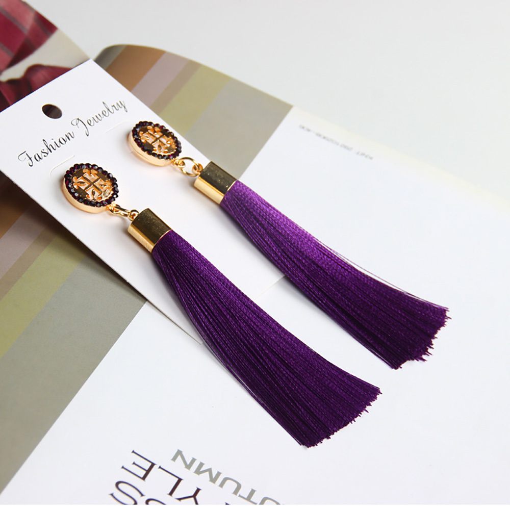 Temperamental tassel earrings with long hanging tassel for women fashion earrings with jewelry for Valentine's Day birthday party gifts