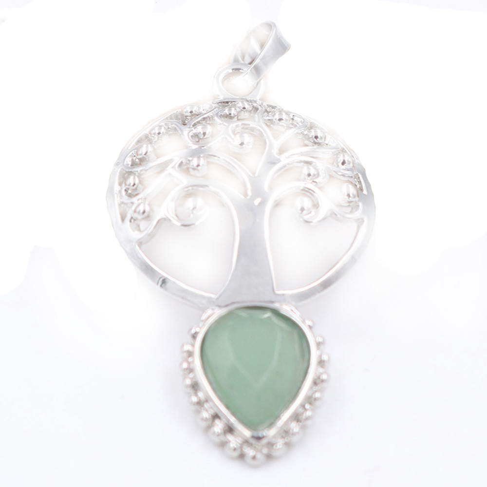 Life Tree Teardrop Crystal Pendants Necklaces Natural Energy Healing Stone Pendant Necklaces Chakra Charm Necklace for Women