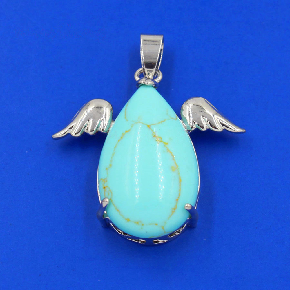 Angel Drop Healing Crystal Stone Pendant Necklace Aeiki Spiritual Energy Gem Quartz Jewelry Gift for Women and Girls