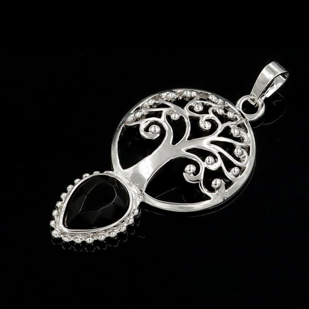 Life Tree Teardrop Crystal Pendants Necklaces Natural Energy Healing Stone Pendant Necklaces Chakra Charm Necklace for Women