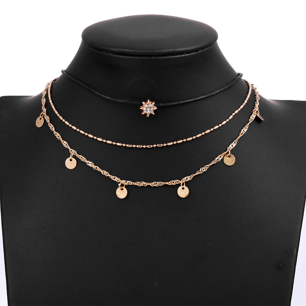 Simple Star Necklace Pendant Necklace Multilayer Chain Clavicle Necklace for Women's Jewelry