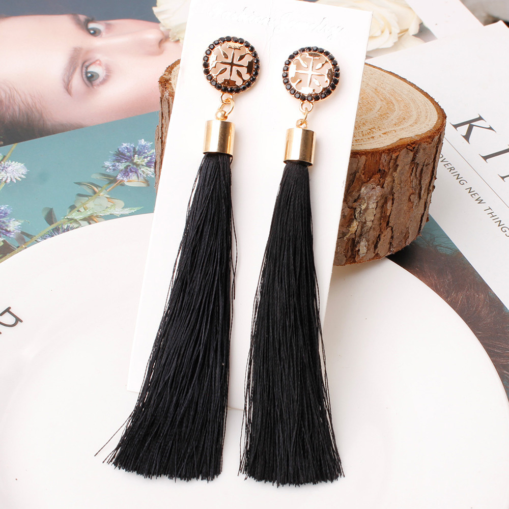 Temperamental tassel earrings with long hanging tassel for women fashion earrings with jewelry for Valentine's Day birthday party gifts