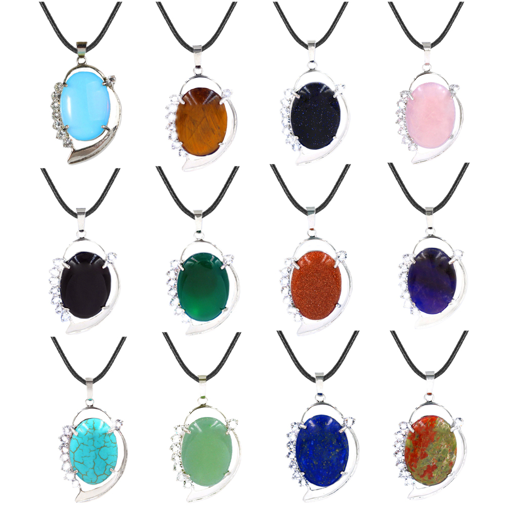 Denier Stone Crystal Pendant Neckle Healing Energy Gem Pendant Necklace for Girls
