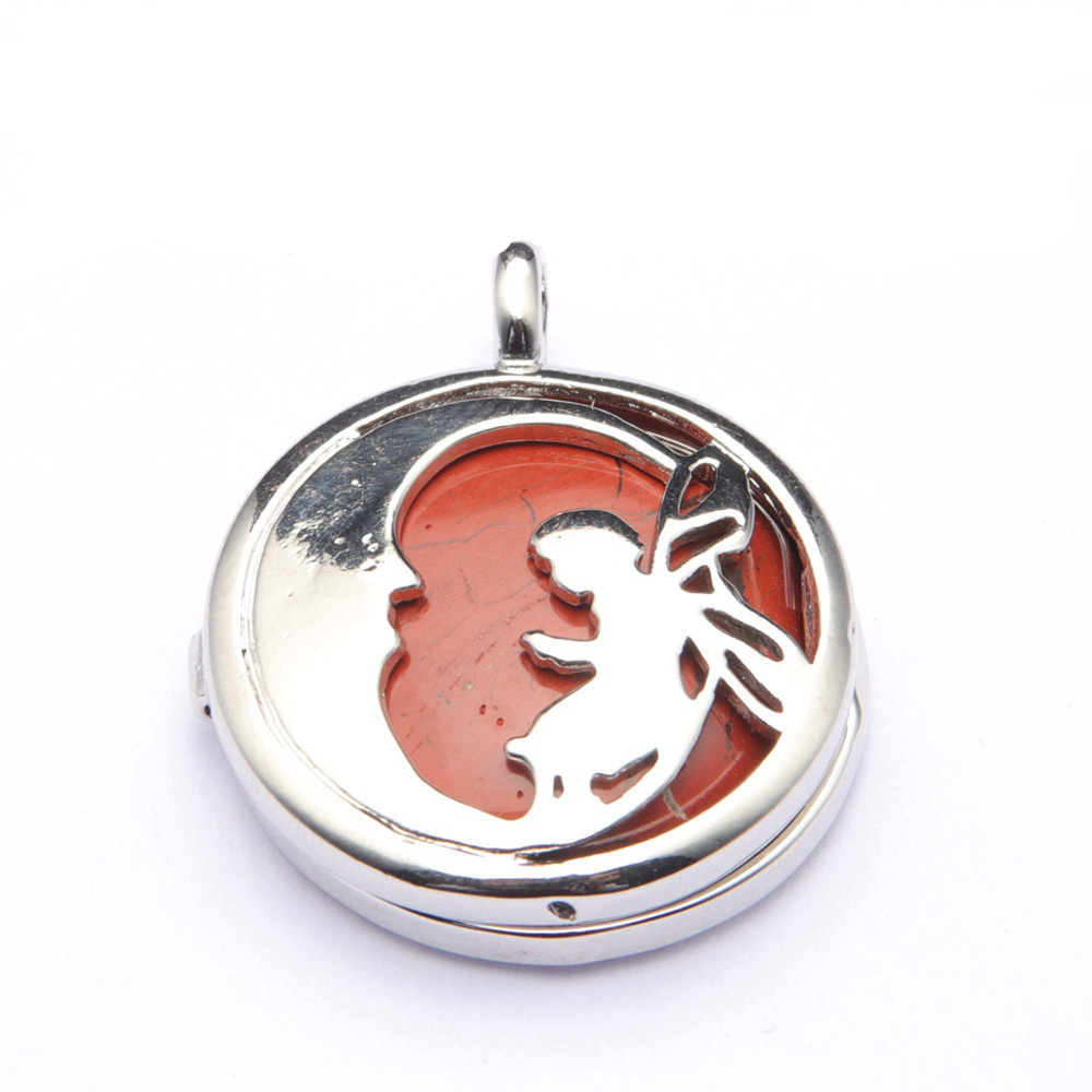 Jewel Crystal Necklace Crescent Angel Flat Bead Life Tree Double-sided Pattern Pendant Necklace