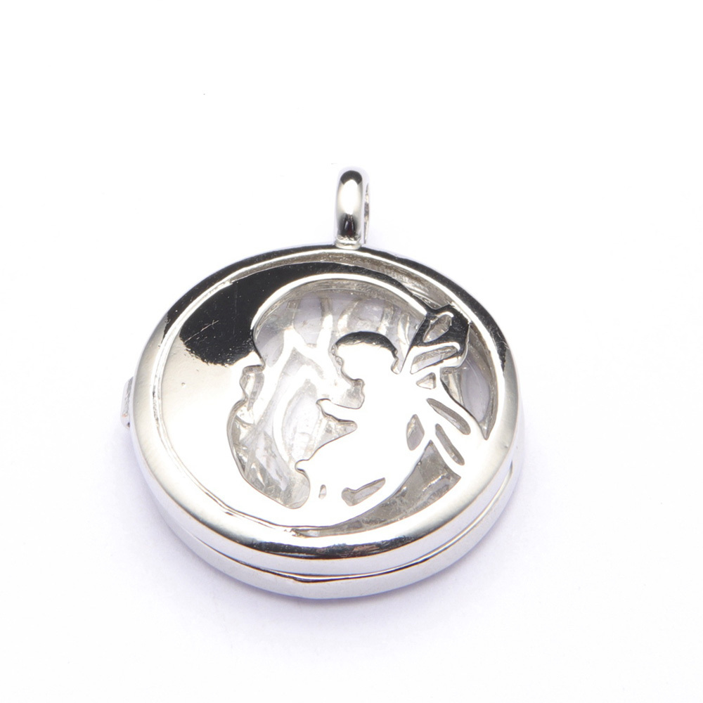 Jewel Crystal Necklace Crescent Angel Flat Bead Life Tree Double-sided Pattern Pendant Necklace