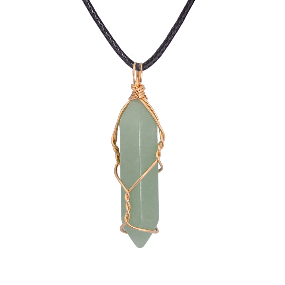 Hexagonal Crystal Pointed Quartz Pendants Natural Healing Crystal Necklaces Reiki Chakra Charm Pendant Necklace with Tree Wire Wrapped Gemstone Pendan