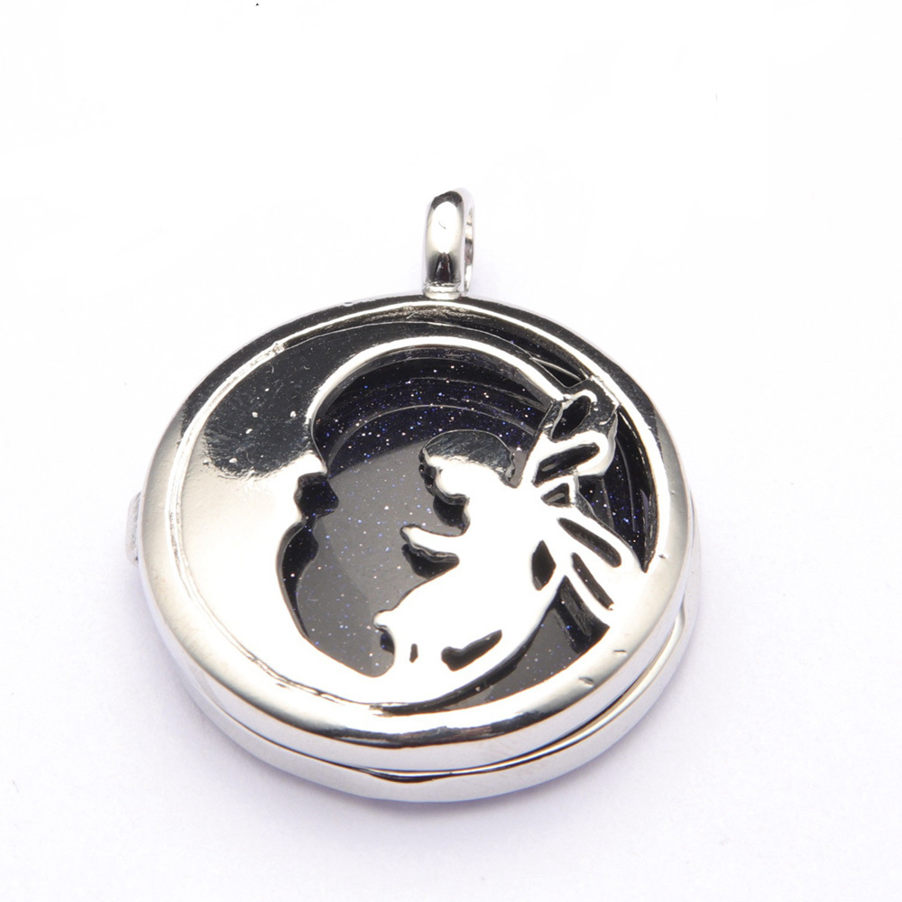 Jewel Crystal Necklace Crescent Angel Flat Bead Life Tree Double-sided Pattern Pendant Necklace