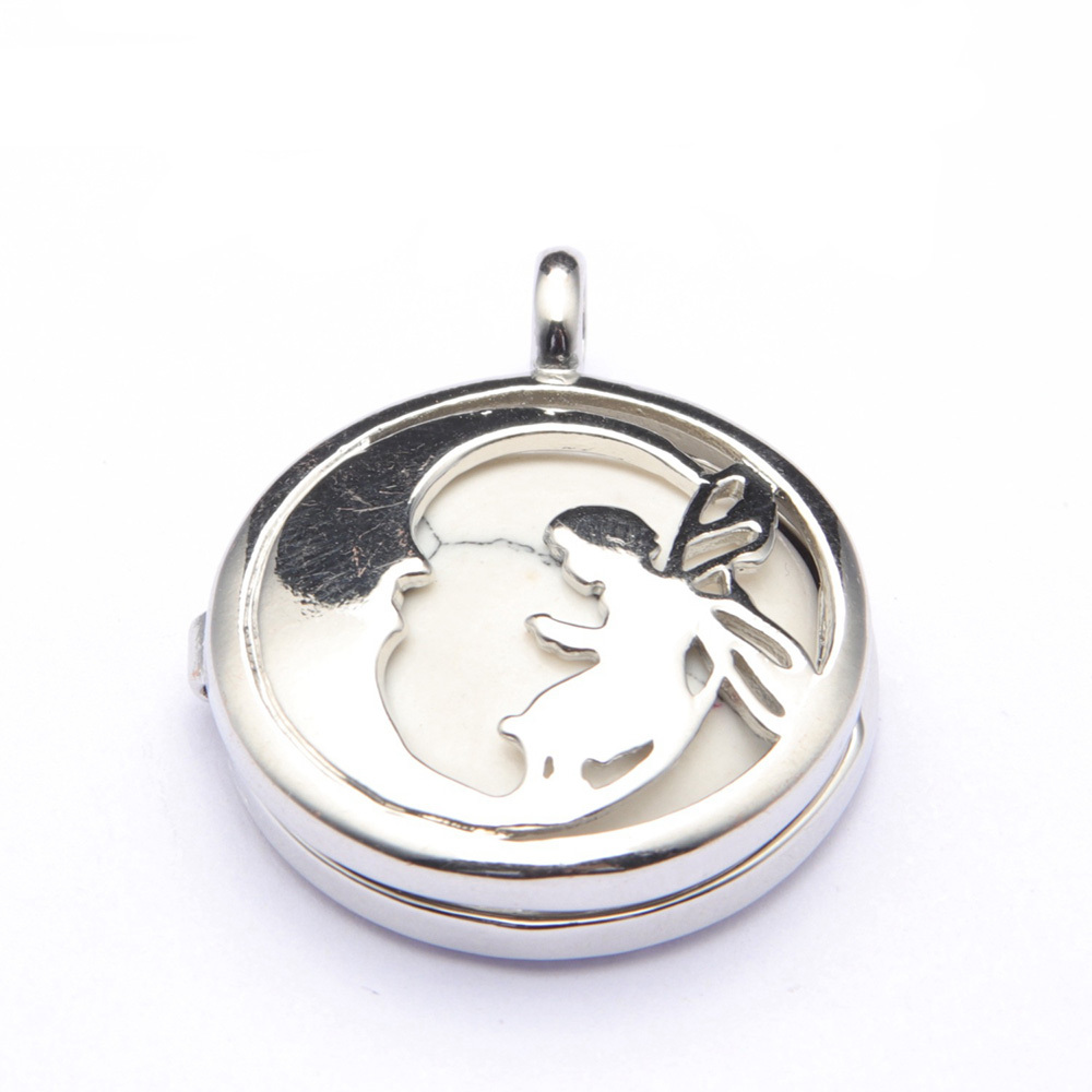 Jewel Crystal Necklace Crescent Angel Flat Bead Life Tree Double-sided Pattern Pendant Necklace