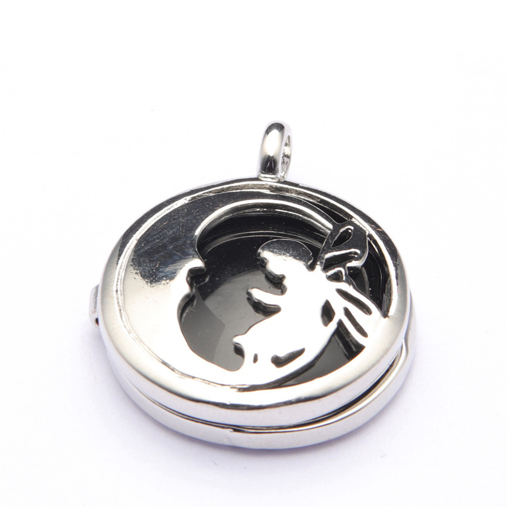 Jewel Crystal Necklace Crescent Angel Flat Bead Life Tree Double-sided Pattern Pendant Necklace