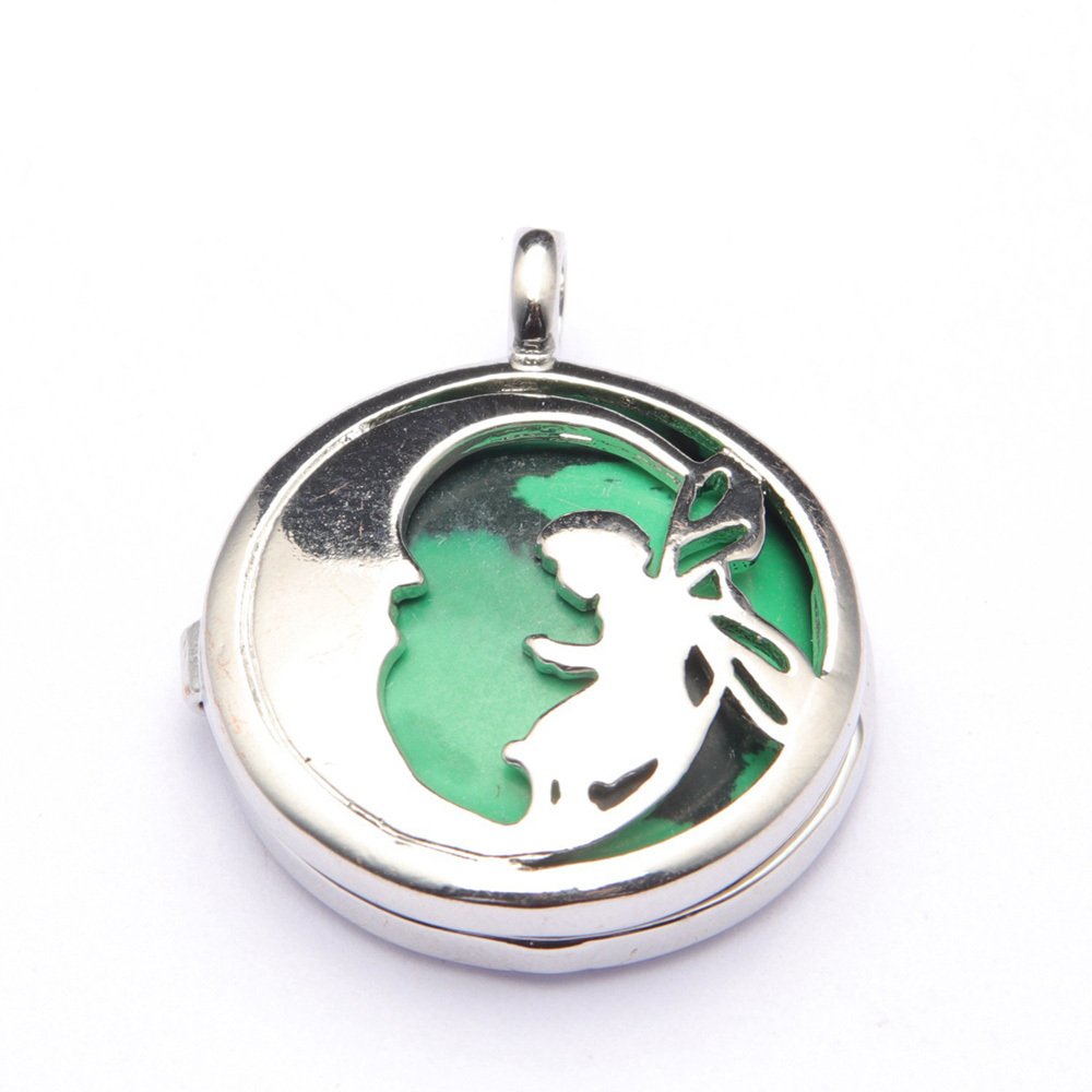 Jewel Crystal Necklace Crescent Angel Flat Bead Life Tree Double-sided Pattern Pendant Necklace