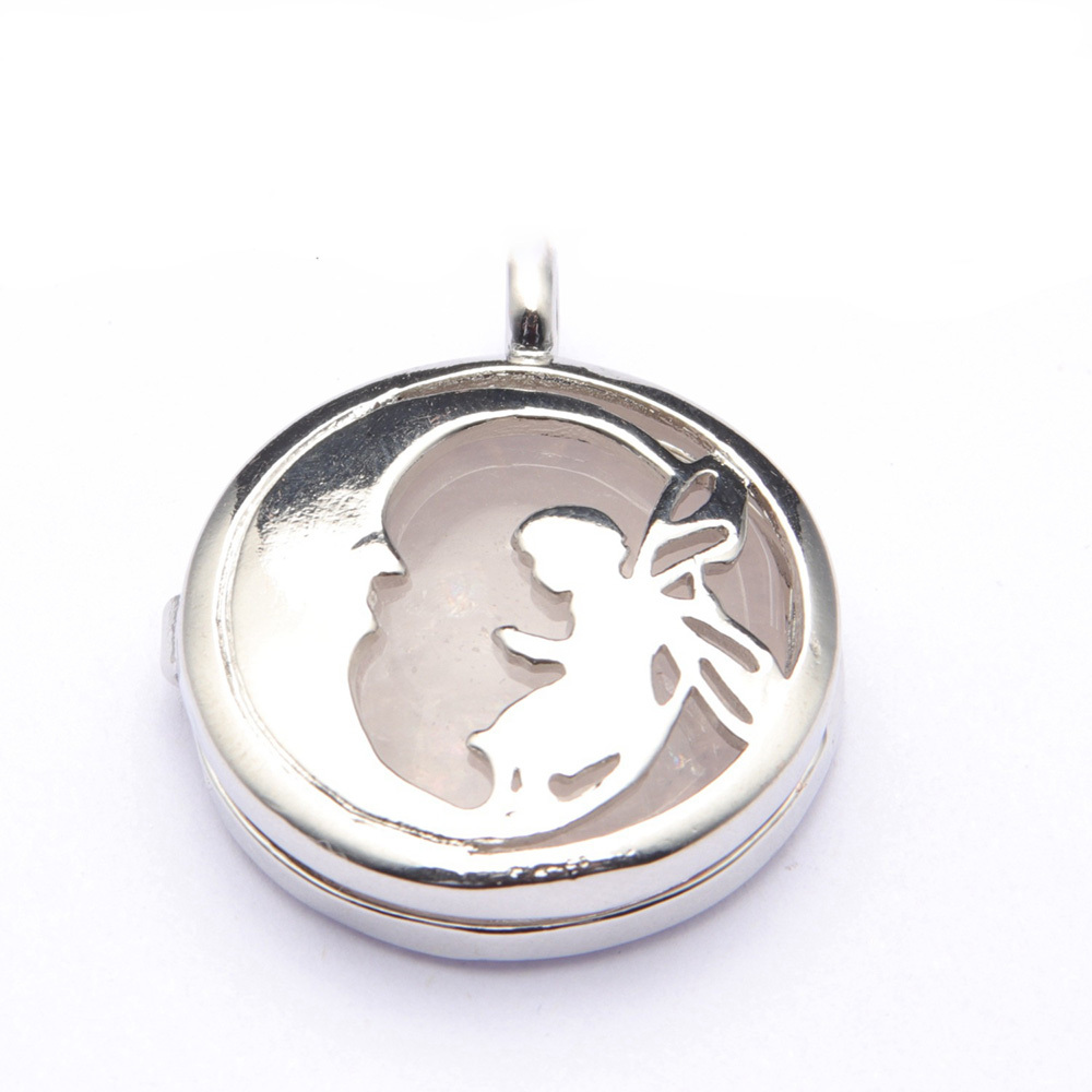 Jewel Crystal Necklace Crescent Angel Flat Bead Life Tree Double-sided Pattern Pendant Necklace