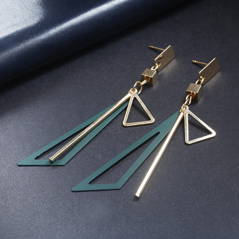 Geometric earrings with colorful triangular fresh stud earrings and long earrings jewelry for women and girls