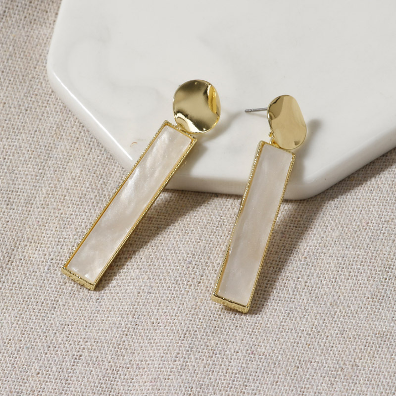 Retro simple resin shell print long stud earrings jewelry for girls