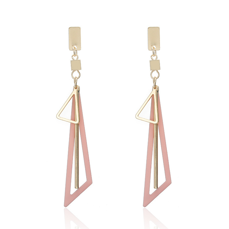 Geometric earrings with colorful triangular fresh stud earrings and long earrings jewelry for women and girls