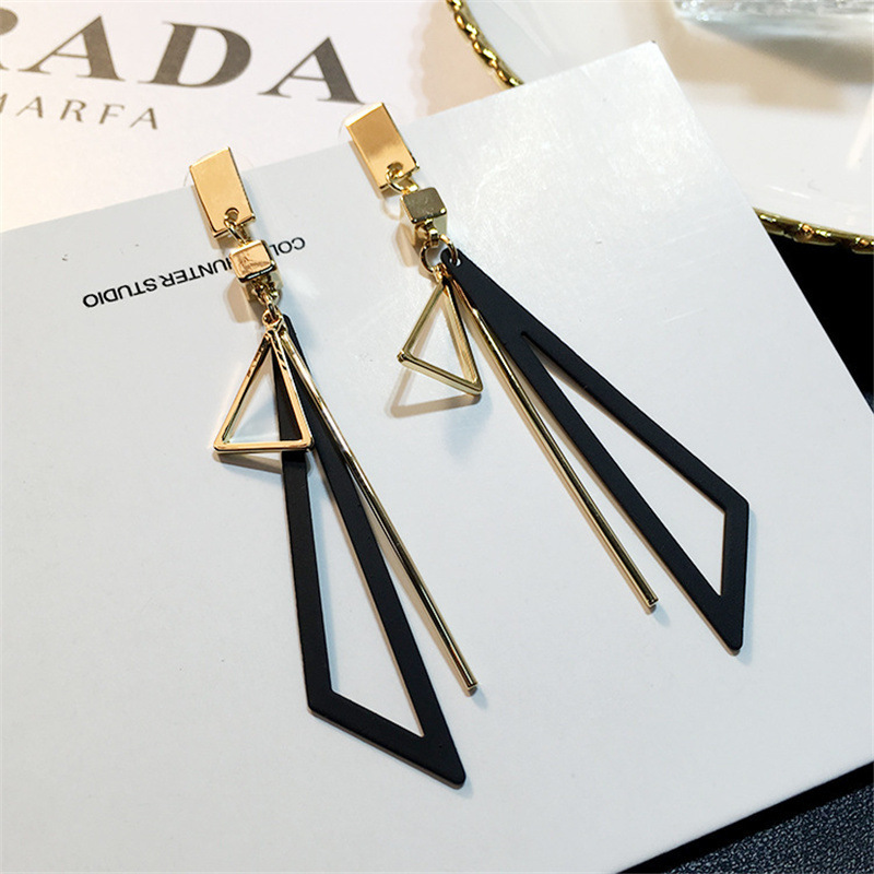 Geometric earrings with colorful triangular fresh stud earrings and long earrings jewelry for women and girls