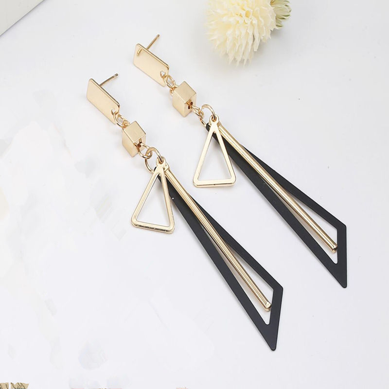 Geometric earrings with colorful triangular fresh stud earrings and long earrings jewelry for women and girls