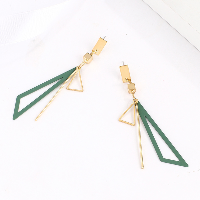Geometric earrings with colorful triangular fresh stud earrings and long earrings jewelry for women and girls