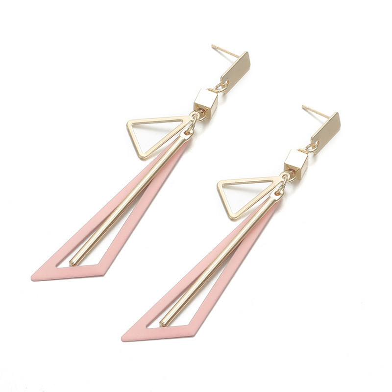 Geometric earrings with colorful triangular fresh stud earrings and long earrings jewelry for women and girls