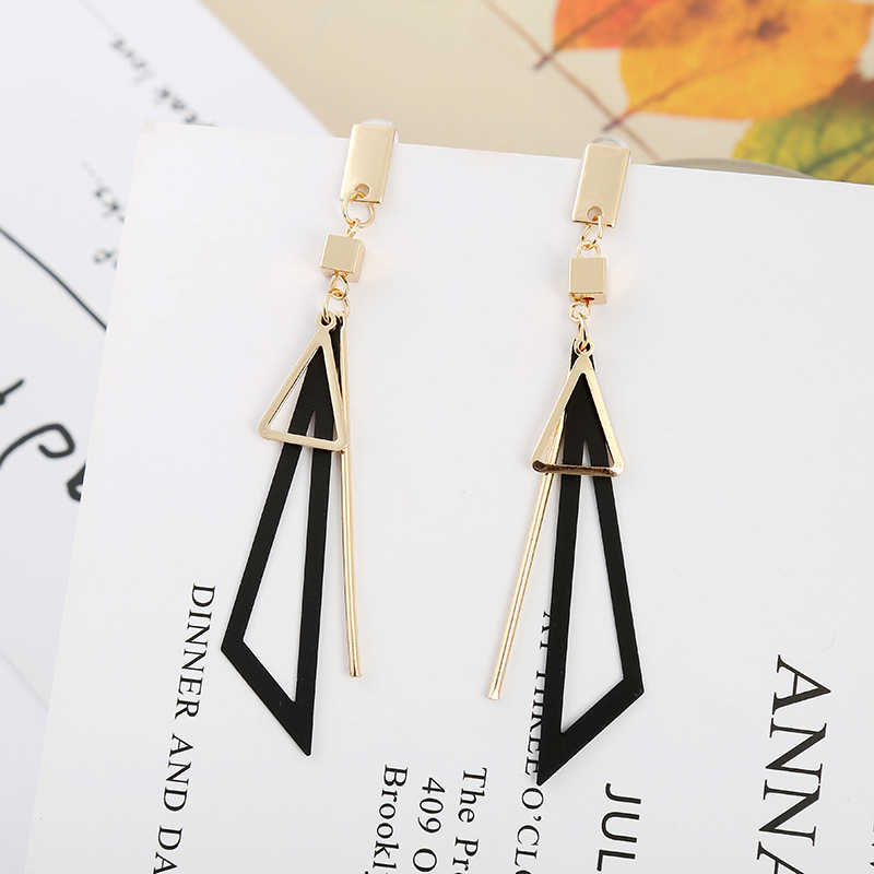 Geometric earrings with colorful triangular fresh stud earrings and long earrings jewelry for women and girls