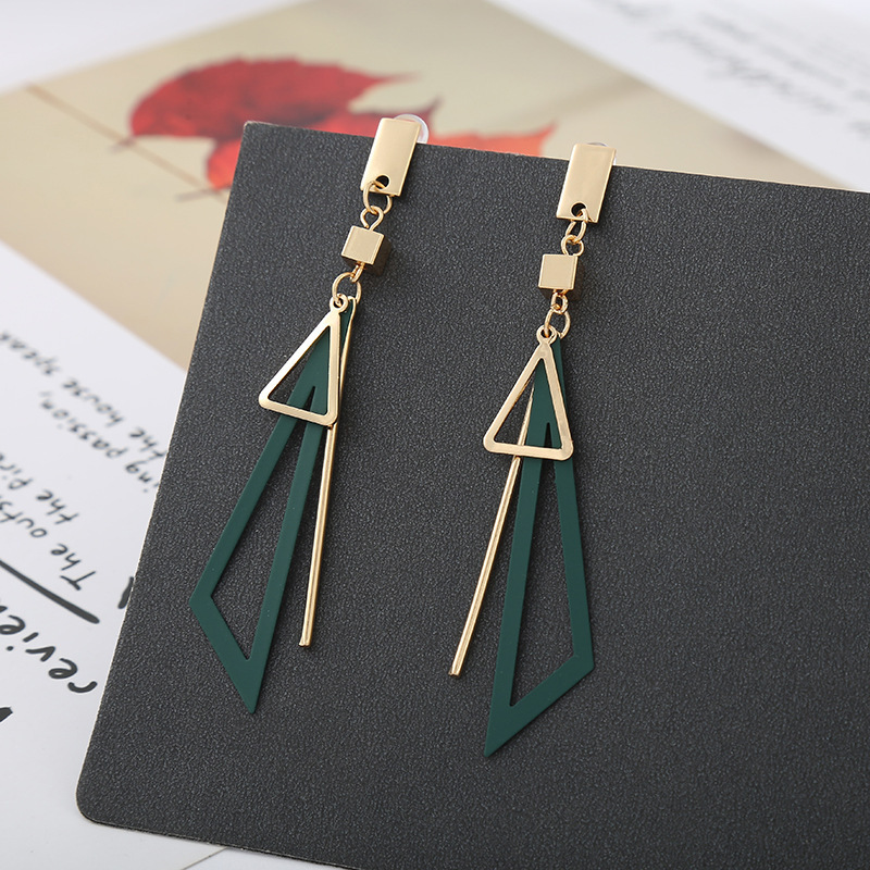 Geometric earrings with colorful triangular fresh stud earrings and long earrings jewelry for women and girls
