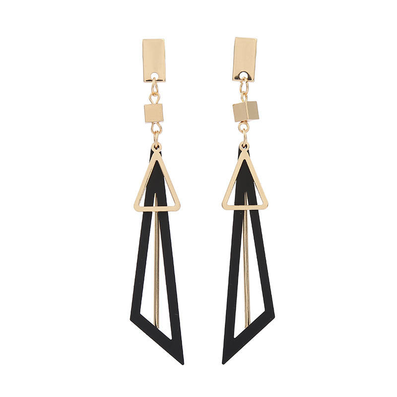 Geometric earrings with colorful triangular fresh stud earrings and long earrings jewelry for women and girls