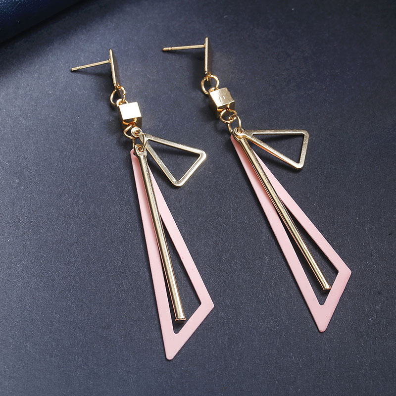 Geometric earrings with colorful triangular fresh stud earrings and long earrings jewelry for women and girls