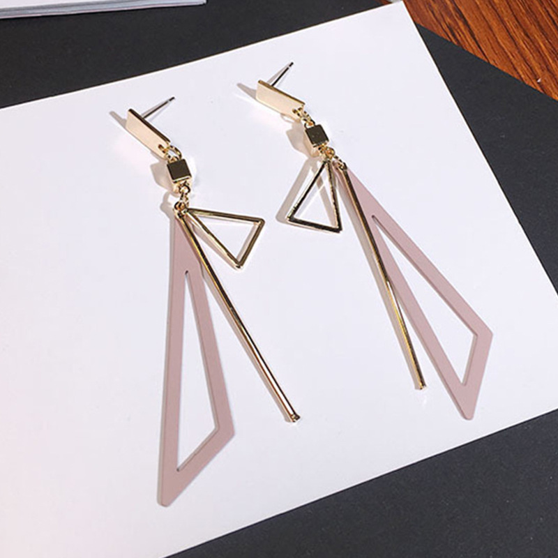 Geometric earrings with colorful triangular fresh stud earrings and long earrings jewelry for women and girls