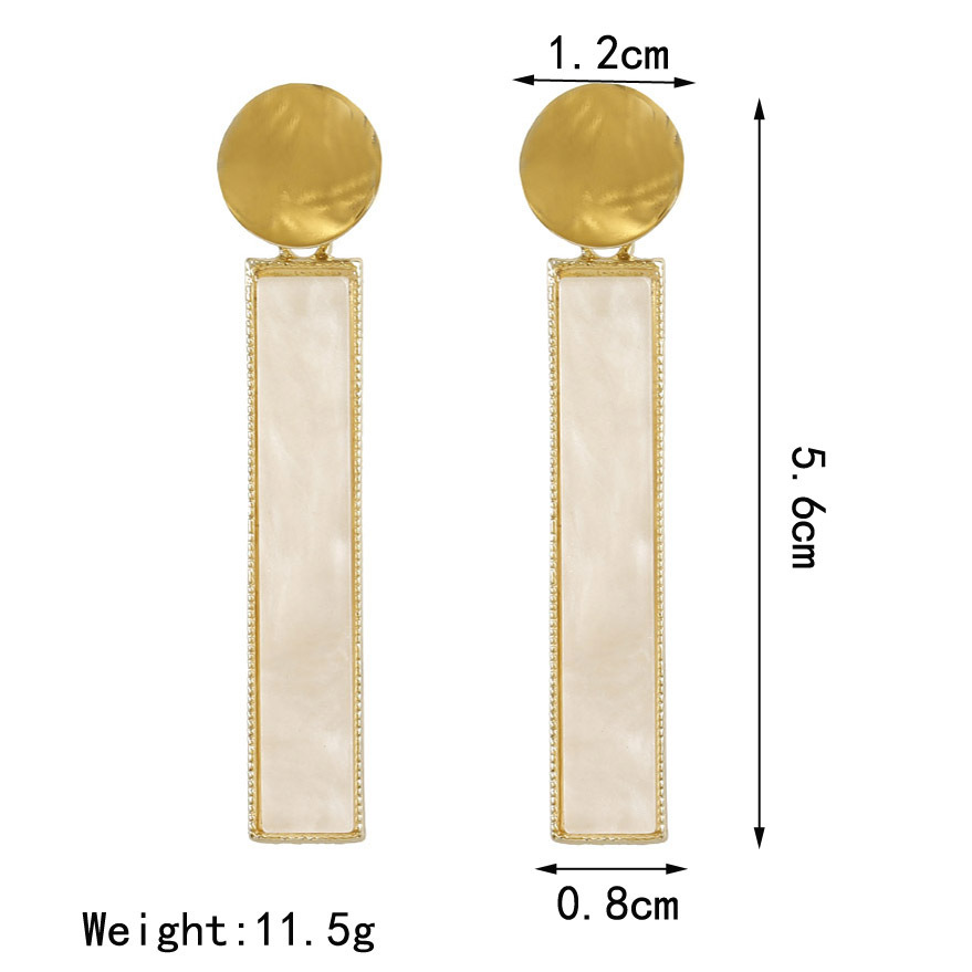 Retro simple resin shell print long stud earrings jewelry for girls