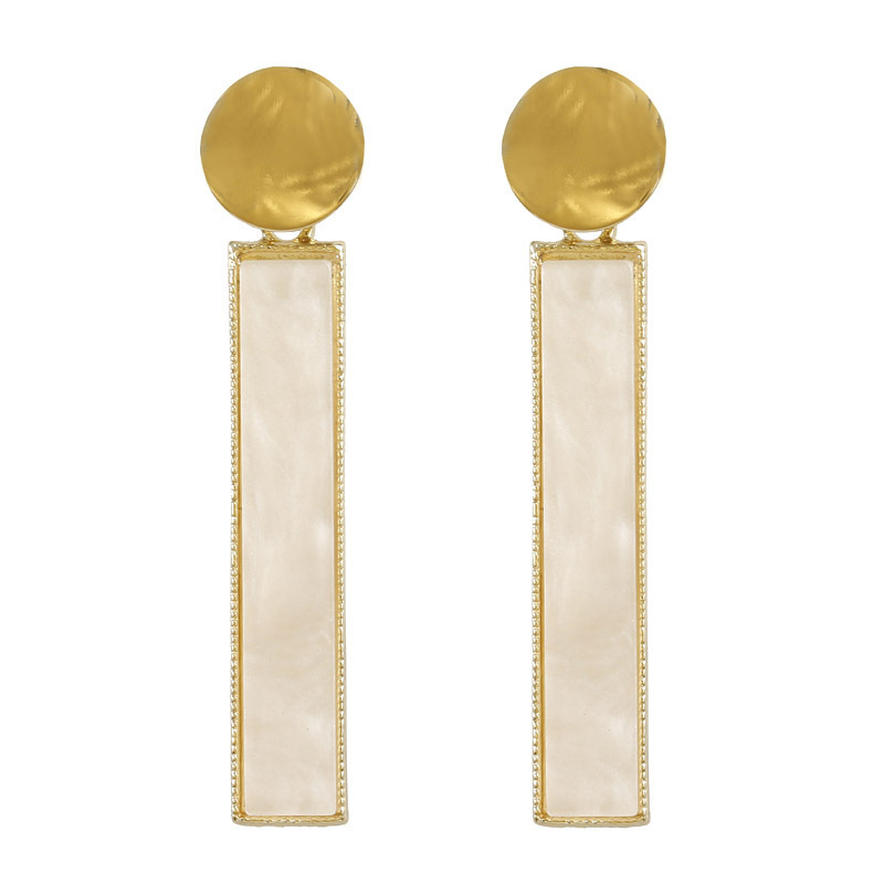 Retro simple resin shell print long stud earrings jewelry for girls