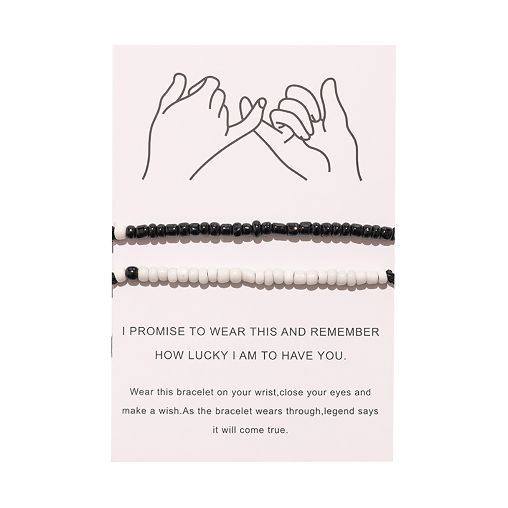 Black and white rice bead hand-woven adjustable bracelet bracelet gift