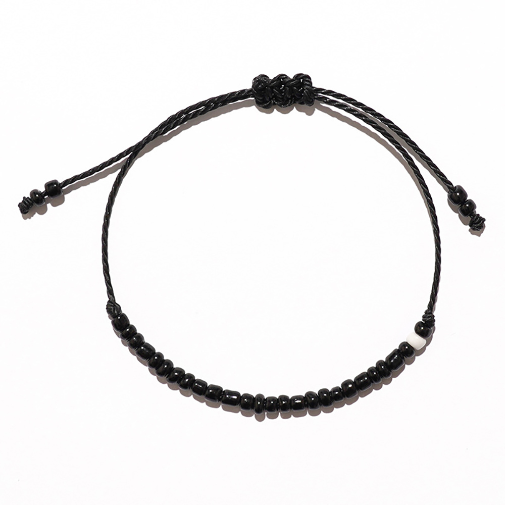 Black and white rice bead hand-woven adjustable bracelet bracelet gift