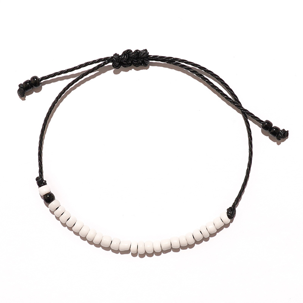 Black and white rice bead hand-woven adjustable bracelet bracelet gift