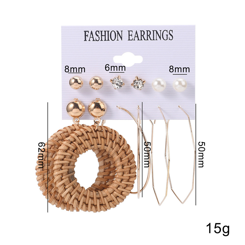 Vintage woven round earring alloy geometric earring set is suitable for women