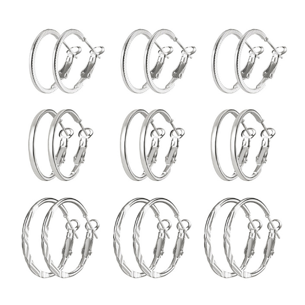Retro personality hoop earring set of 9-piece stud earring sets