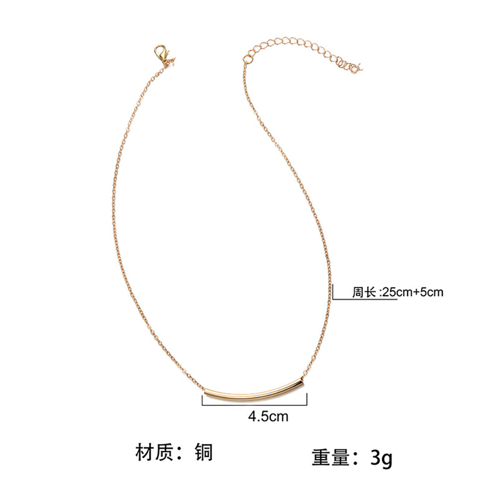 One word collarbone chain geometric bend short necklace minimalist choker necklace jewelry for women and girls