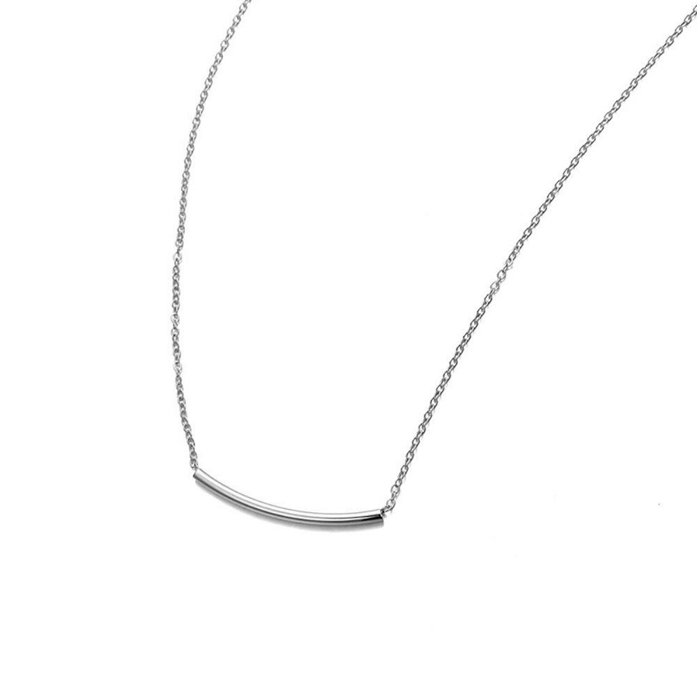One word collarbone chain geometric bend short necklace minimalist choker necklace jewelry for women and girls