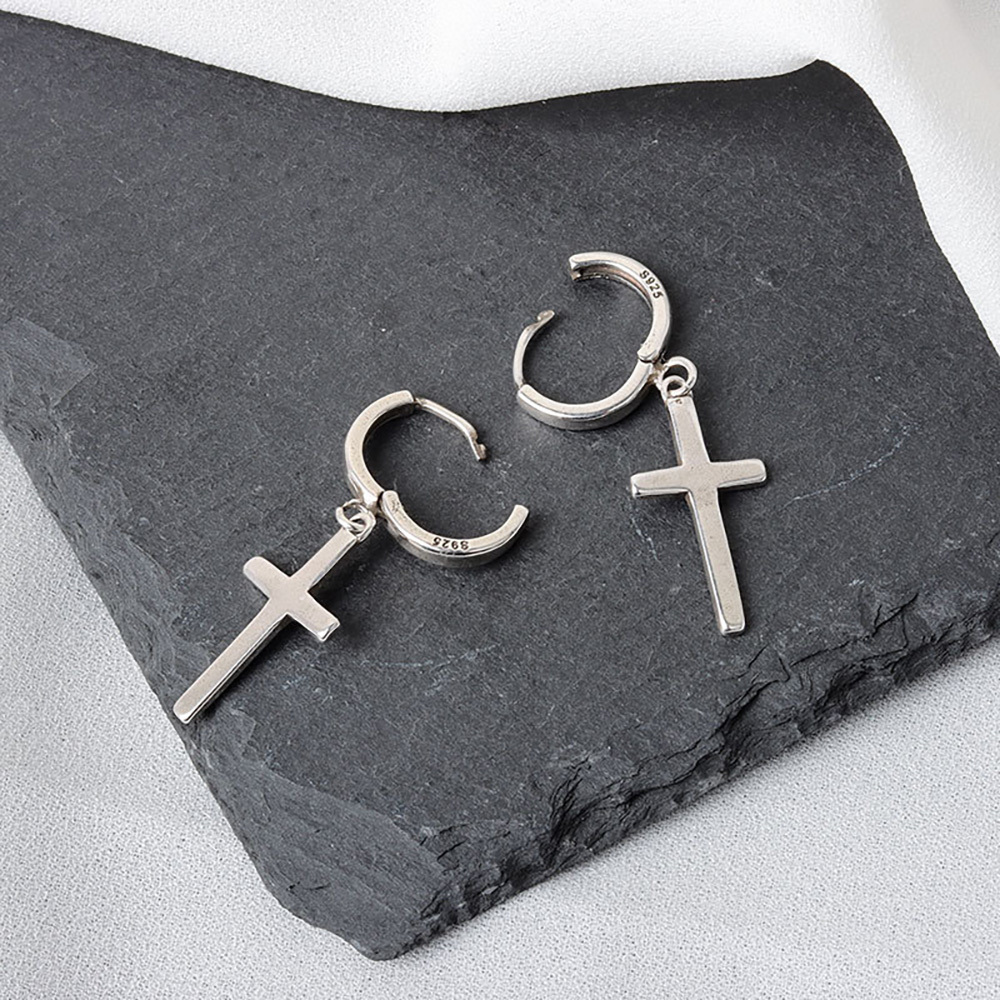 Retro cross personality earrings men's and women's stud earrings