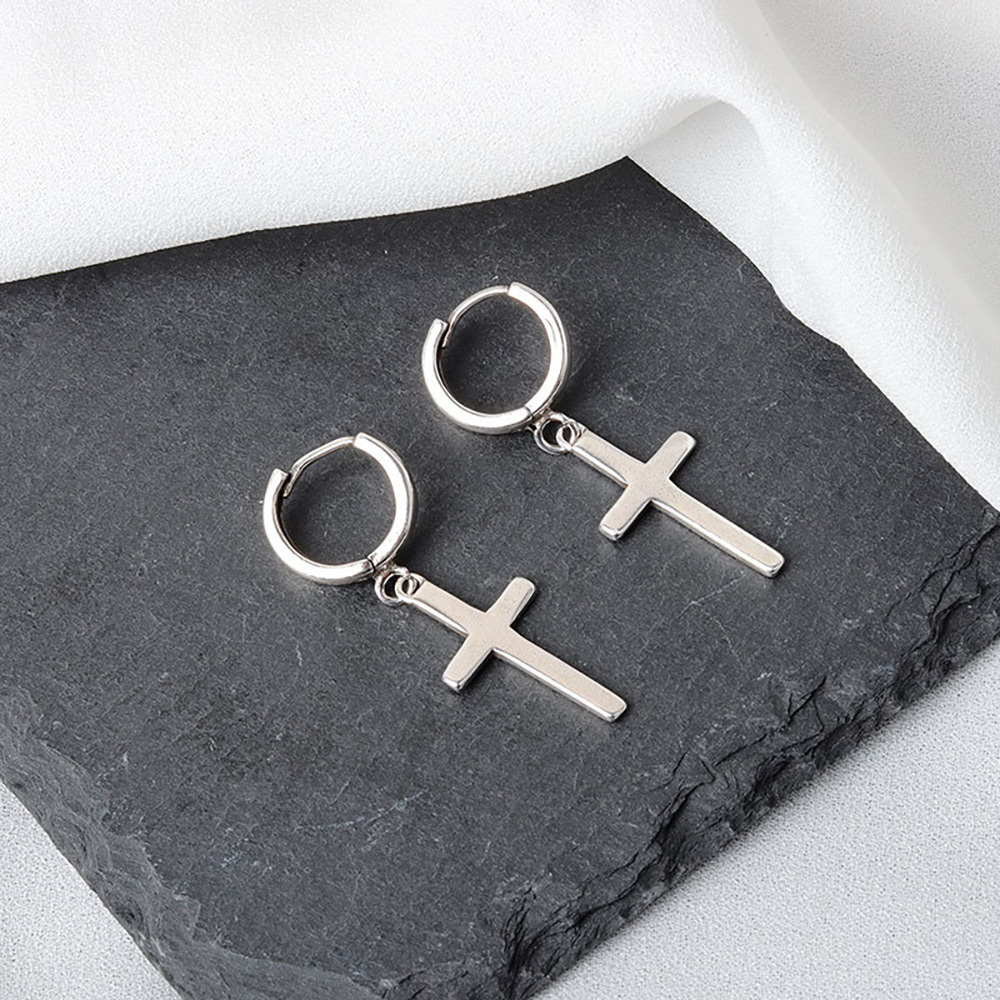 Retro cross personality earrings men's and women's stud earrings