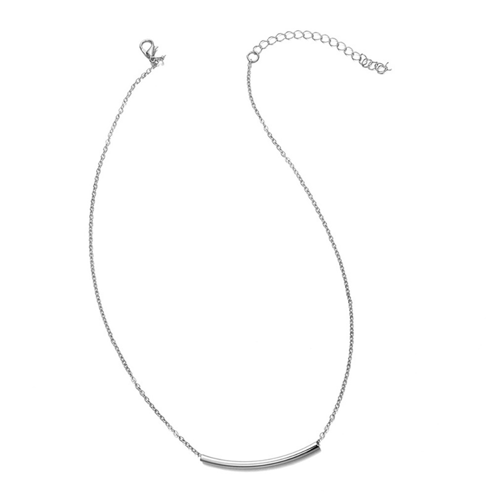 One word collarbone chain geometric bend short necklace minimalist choker necklace jewelry for women and girls